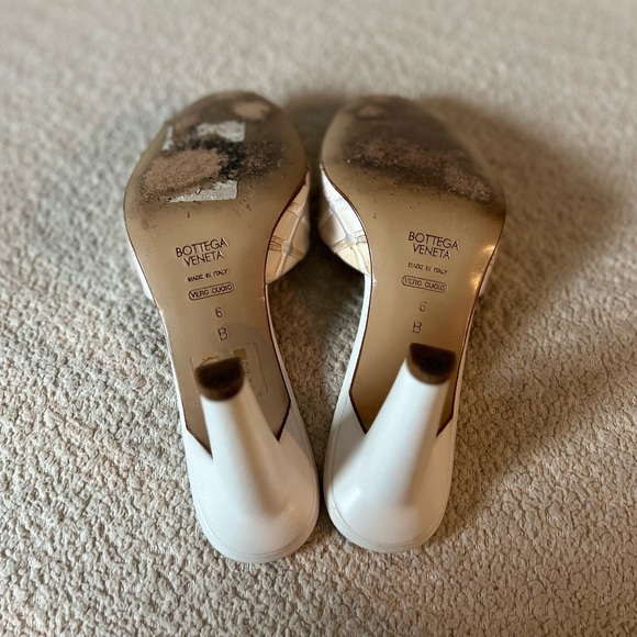 Vintage Bottega Veneta White/Cream Plaid Print Open Toe Sandals - Picture 7 of 7